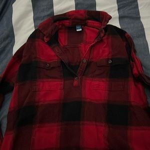 Cute red flannel maternity shirt